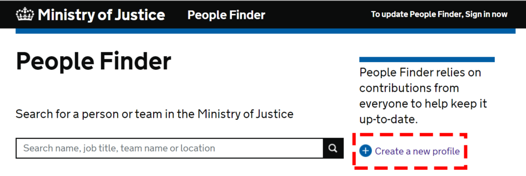 Image showing location of 'Create a new profile' button